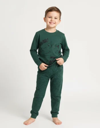 بيجامة أطفال ديناصور أخضر